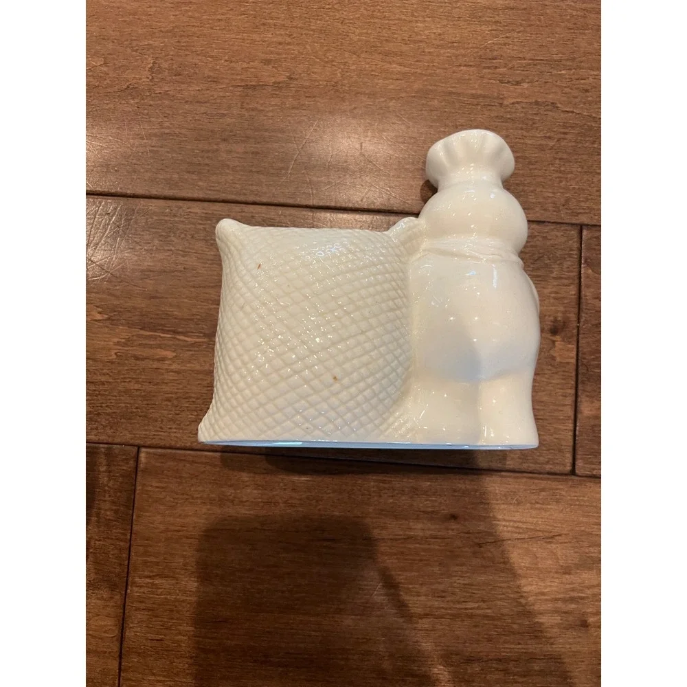 Pillsbury Doughboy Spoon Rest Ceramic Flour Sack Kitchen‎ Decor Cute